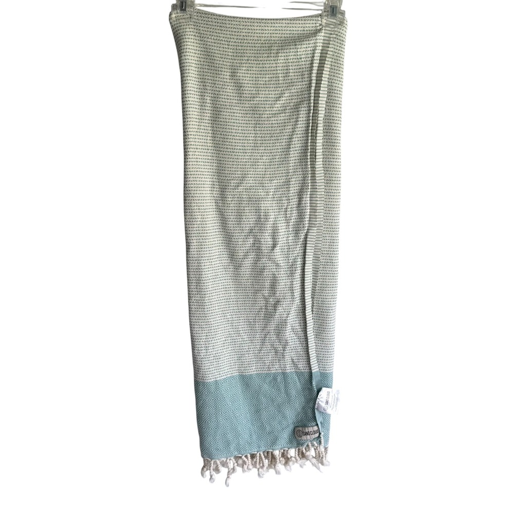 SAND CLOUD 100% Cotton Turkish Peshtemal Mint Green Diamond Pattern Beach Towel